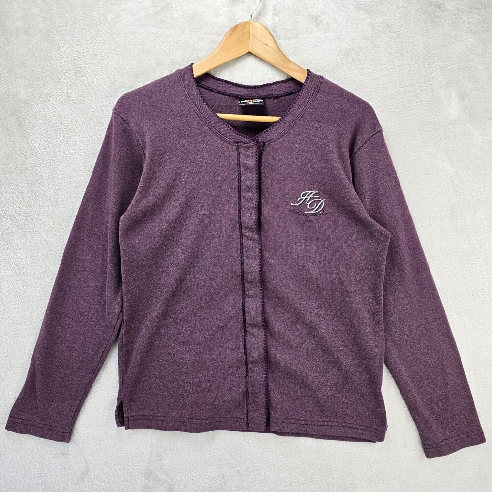 Vintage Harley Davidson Womens Longsleeve Snap Cardigan Shirt XL Mauve Y2K